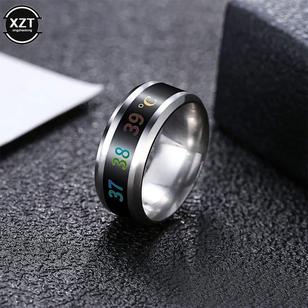Multifunctional Waterproof Intelligent Smart Temperature Couple Ring Titanium Steel Finger Jewelry Fingertip Temperature Sense - covers4phones