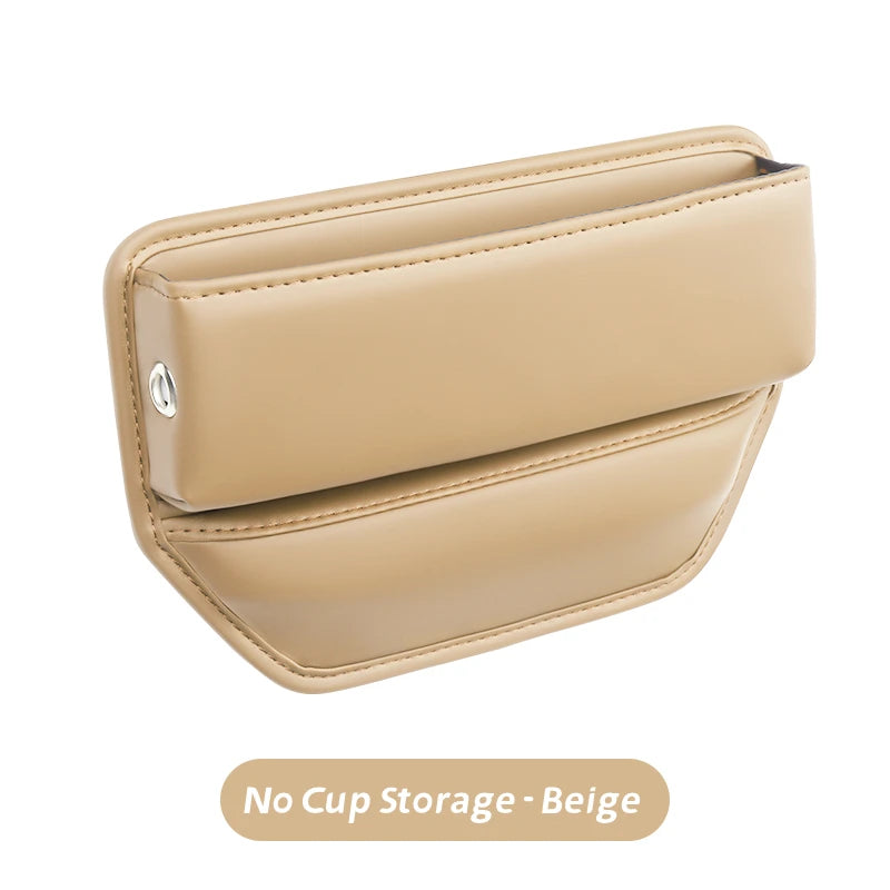 Leather Car Seat Gap Organizer Multifunction Console Crevice Filler Side Storage Box with Cup Holder Car Interior Storage Pocket