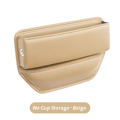 Leather Car Seat Gap Organizer Multifunction Console Crevice Filler Side Storage Box with Cup Holder Car Interior Storage Pocket