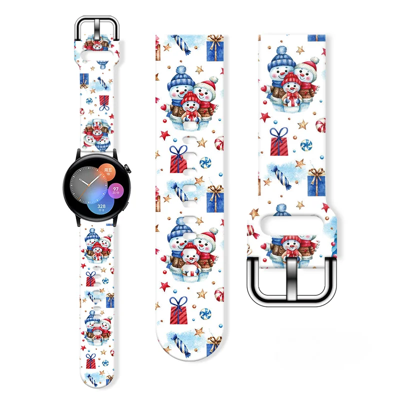 20mm Christmas Series 5 Strap for Samsung Galaxy Watch 7/6/5 40mm 44mm Band Replaceable Bracelet for Xiaomi Huawei Amazfit Watch