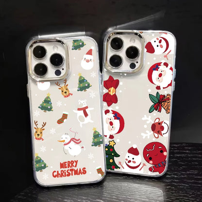 Cute Christmas Santa Claus Tree Elk Phone Case For IPhone 11 12 Pro Max X XS MAX XR 6 6S 7 8 Plus 17 Air 16 15 Casing Soft Cover