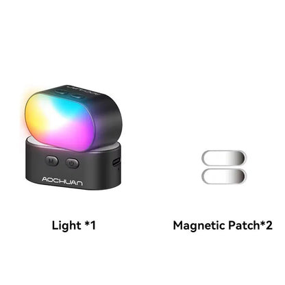 AOCHUAN Mini RGB Magnetic Fill Light 3-stop Brightness 7 Color Adjustment Gimbal LED Video Photography Light for Phone Selfie