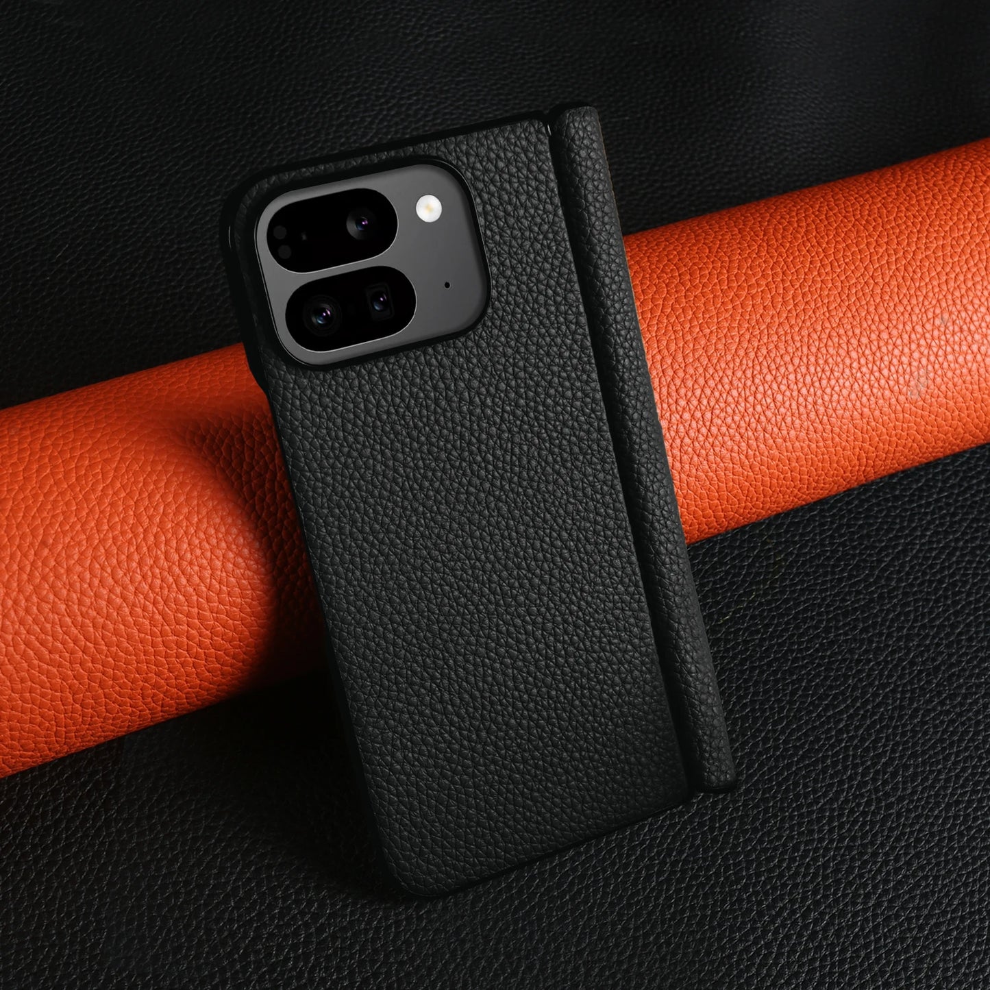 For Google Pixel 9 Pro Fold Case Genuine Leather Cover Pixel 10Pro Fold Capa Protective Etui Back Coque Carcasa without front