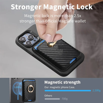 Rfid Magsafe Credit Card Holder Men Wallets Magnetic Pu Leather Bank Cardholder Case Phone Back Sticker for Iphone 15 16 Pro