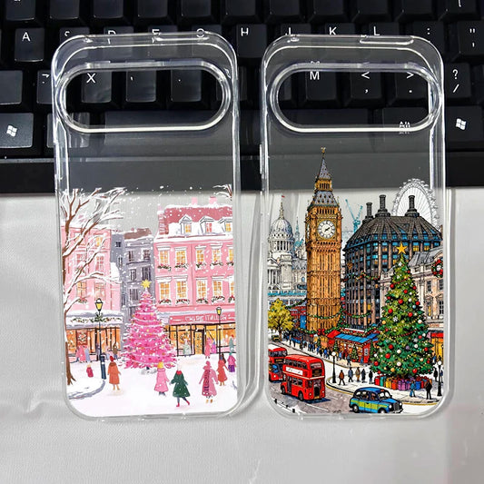 for Pixel 10 Cute Winter Snow Phone Case for Google Pixel 9 10 Pro XL 8 Pro 6 7 8 8A 5G Christmas Tree Graphic Clear Phone Cover