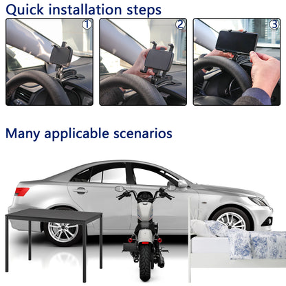 Mobile Phone Holder Dashboard Car Mount Dash 360° Rotation Stand Cradle Panel Multi-Functional Universal GPS Bracket Holder Clip