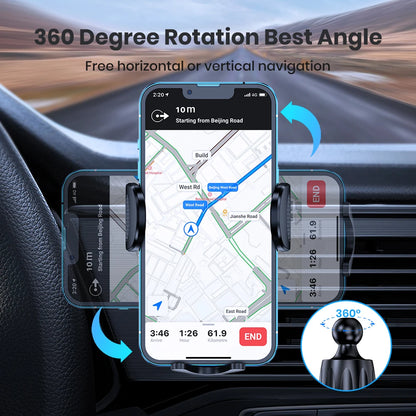 TOPK Car Phone Holder Mount,[Upgraded Support Function] Metal Hook Cell Phone Holder For Car Air Vent Compatible With All Phone