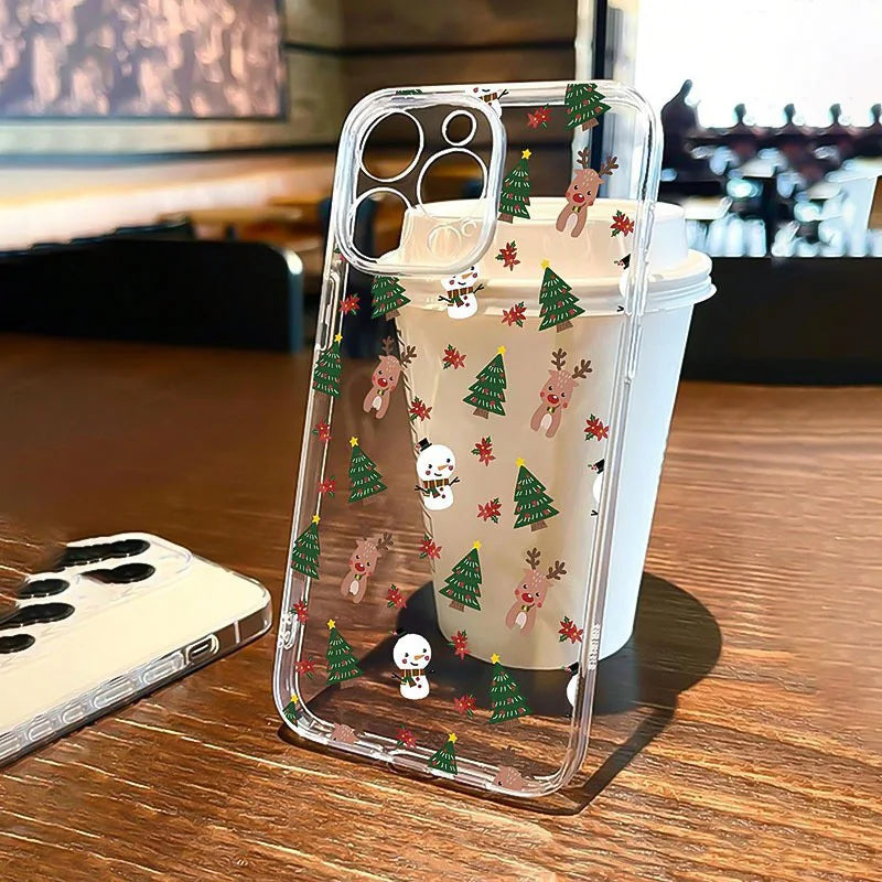 New Year Christmas Gift Santa Claus Clear Phone Case For Samsung Galaxy S25 S24 S23 S22 Ultra Plus S22+ S23+ S24+ S25+ Covers