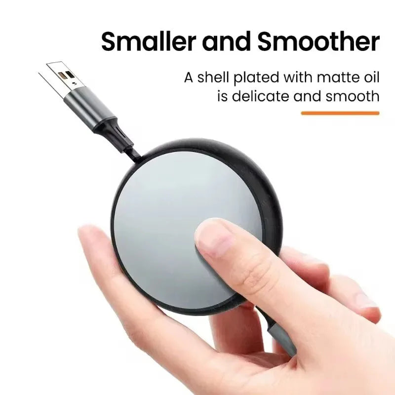 6A 100w  Data Cable 3 in1 Fast USB Cable Retractable Portable Charging Line Micro USB Type C Charger Cable For Iphine/Samsung