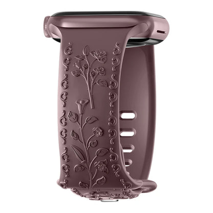 Flower Engraved Strap For Apple Watch Band 44mm 45mm 41mm 40mm 49mm 46mm 42mm Bracelet iwatch Series 11 10 SE 9 8 7 6 5 Ultra 2