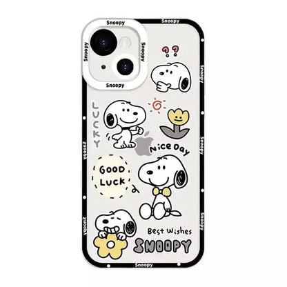 Cute Funny Snoopy Case For Iphone 15 Pro Max 11 14 13 12 Mini 6s 6 7 8 Plus X XS XR Cover Silicone Couqe Soft Transparent