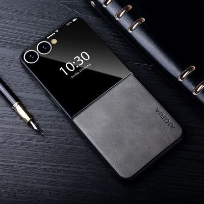 Luxury PU Leather Phone Case For Samsung Galaxy Z Flip Fold 7 Fe 6 5 4 3 Classic Lambskin Texture Shockproof Silicone Back Cover
