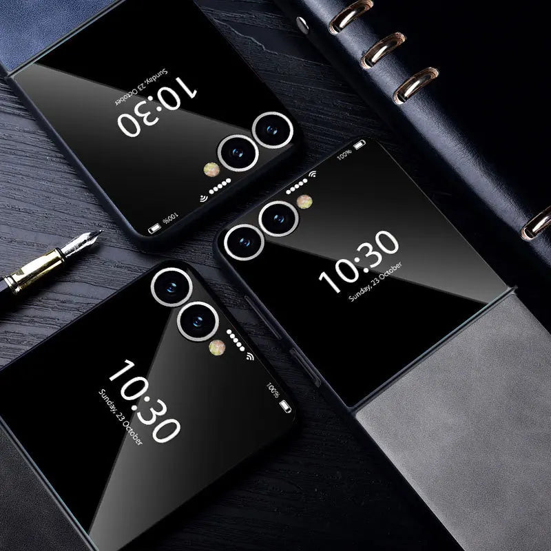 Luxury PU Leather Phone Case For Samsung Galaxy Z Flip Fold 7 Fe 6 5 4 3 Classic Lambskin Texture Shockproof Silicone Back Cover