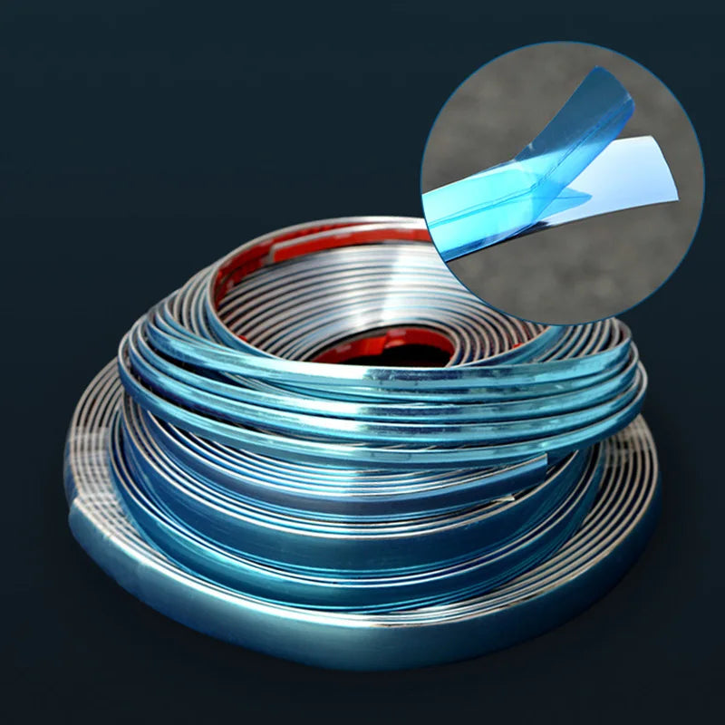 Blue Film Car Window Chrome Bright Strip Front Bumper Anti-Collision Strip Body Frame Body Modification Medium Mesh Trim Strip