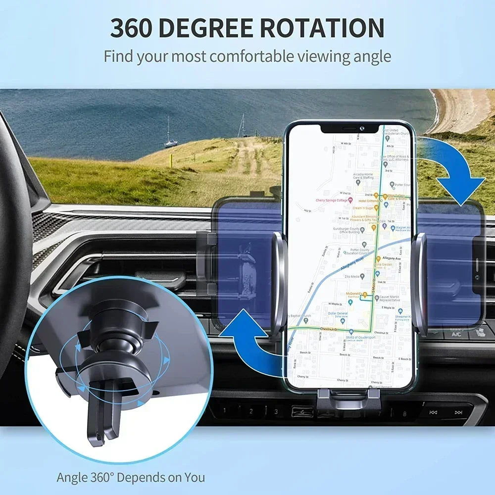 Universal Car Phone Holder Stand Auto Clamp Strong Grip 360 Rotatable Air Vent Car Bracket For iPhone Pro Max Samsung All Phones