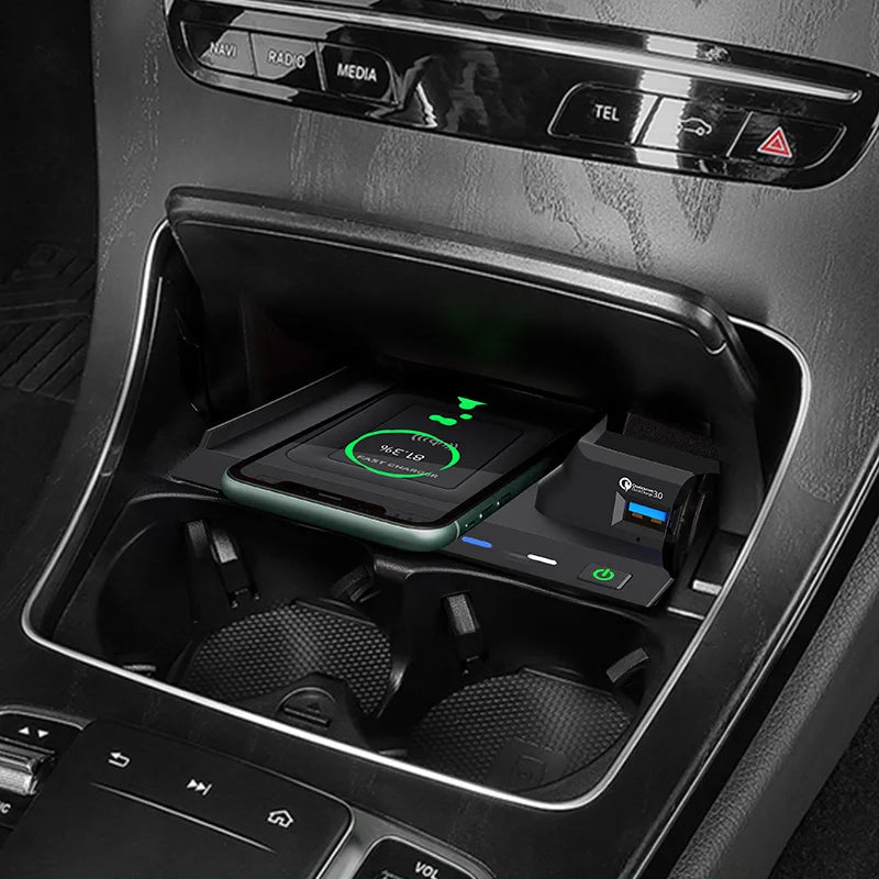 Wireless Charger For Mercedes Benz W205 C43 C63 AMG GLC43 GLC63 X253 C /GLC-Class Mobile Phone USB Charging Pad Accessories