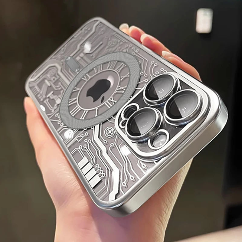 Luxury Plating For Magsafe Wireless Charge Case For iPhone 11 12 13 14 15 16 Pro Max Plus Phone Cases Soft Magnetic Bumper Cover