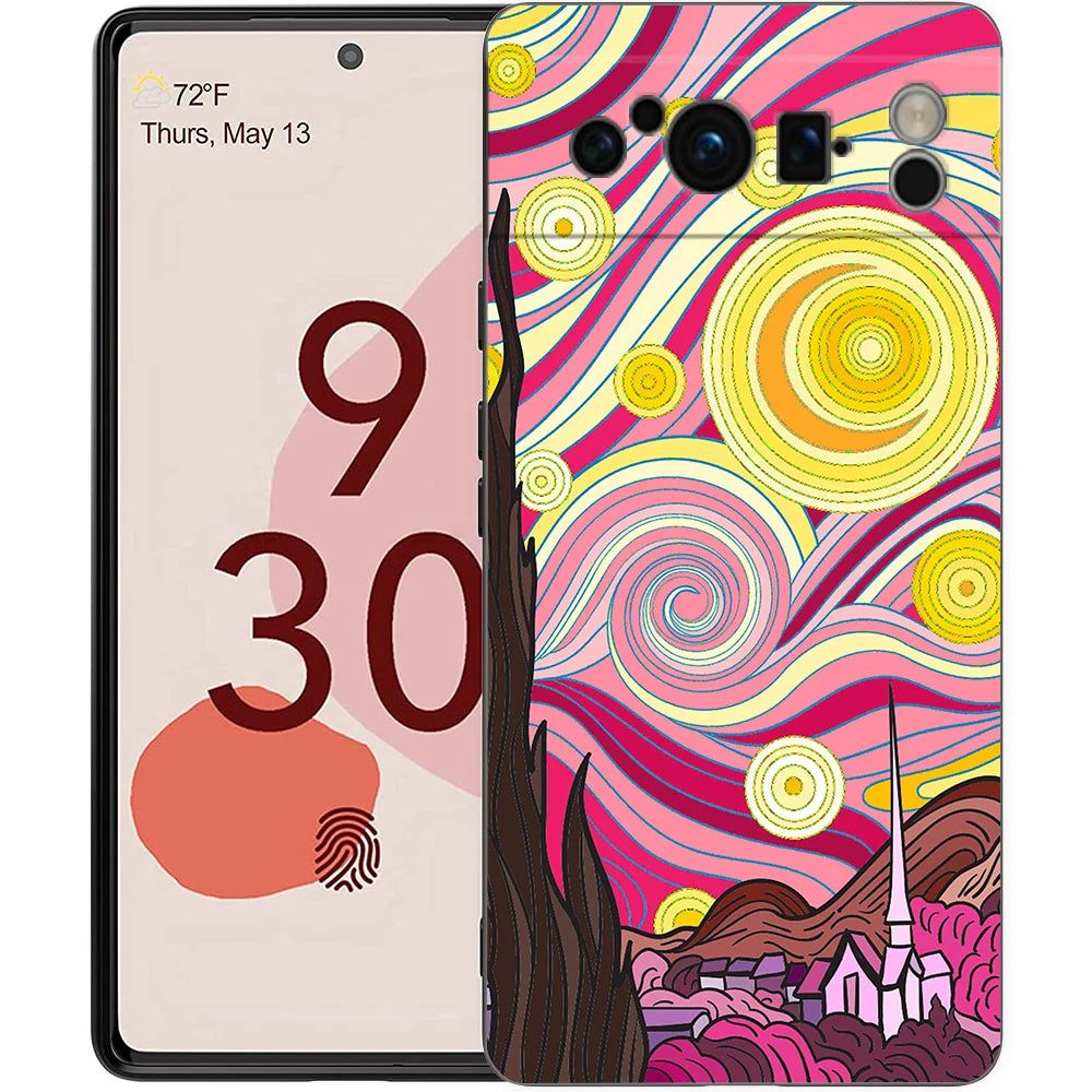 Phone Case Cover for Google Pixel 9 8 7 6 9A 8A 7A 6A Pro 10 9 Pro XL Soft TPU Shell Capas Van Gogh Art Starry Night Aesthetics