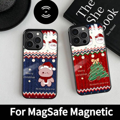 Merry Christmas New Year Phone Case MagSafe Magnetic for iPhone 16 15 14 13 12 11 Pro Plus Max Mini Wireless Charger Funda