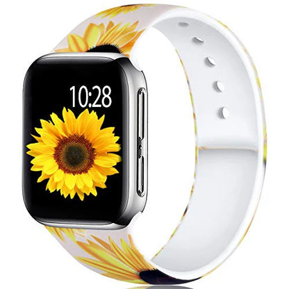 YAYUU Sport Band for Apple Watch Bands 40mm 41mm 44mm 45mm Floral Silicone Printed Pattern Straps for iWatch Series 7 6 5 4 3 SE