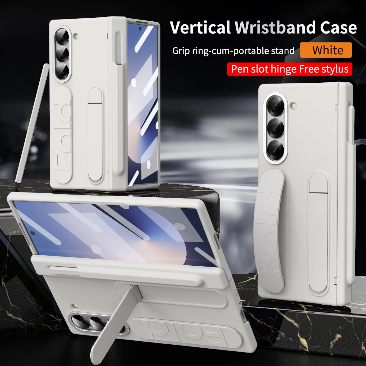 Plating Clear Hinge Magnetic Case For Samsung Galaxy Z Fold 4 5 with Pen Holder Full Screen Protector Phone Cover Fold 7 6 3 5G
