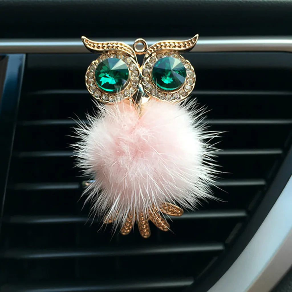 Diamond Fur Owl Car Air Freshener Auto Outlet Perfume Clip Scent Aroma Car Diffuser Bling Car Accessories Interior Decor Gifts