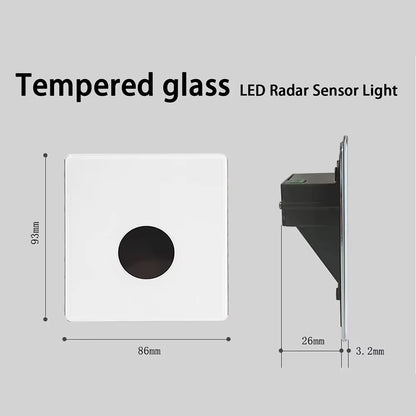 Embedded Stair LED Light Smart Glass Nightlights PIR Motion Sensor Bedroom Indoor Wall Sconce Balcony Step Corridor Radar Sensor