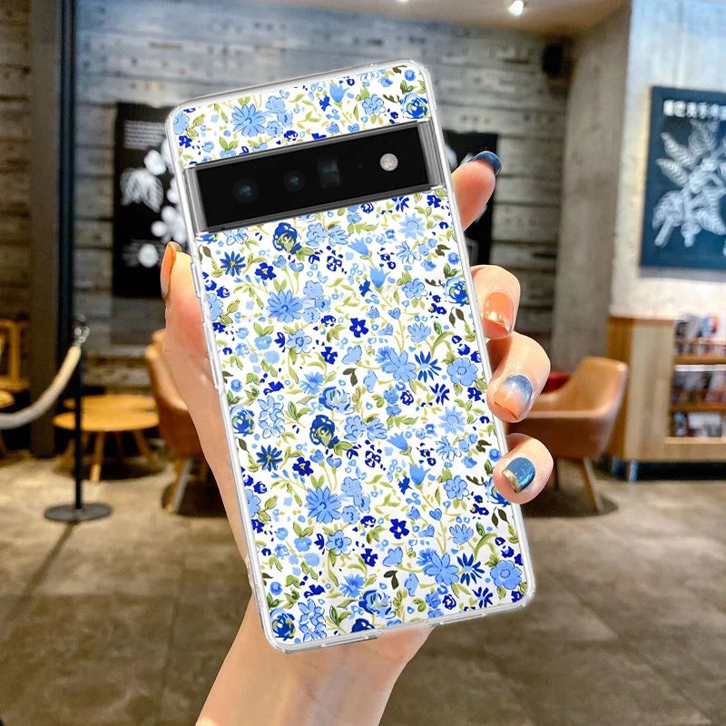 Phone Case For Google Pixel 9 8 7 6 9A 8A 7A 6A 5 4 5A 4A 3A Pro XL Soft Clear TPU Transparent Cover flower art