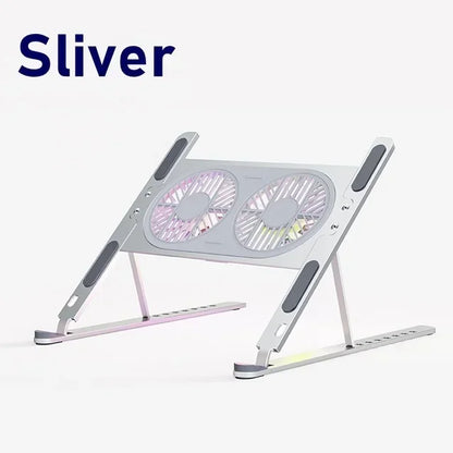 Aluminum Laptop Stand Foldable Desk Riser Mute Cooling Fan Adjustable Notebook Stand For Macbook Pro Air Computer PC iPad Tablet