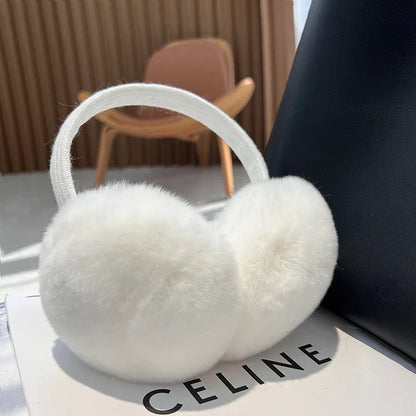 MPPM Cute Headphones Women Genuine Real Rabbit Fur Warm  Earmuff Headbands Winter Accessories for Women  Ear Cover for Winter