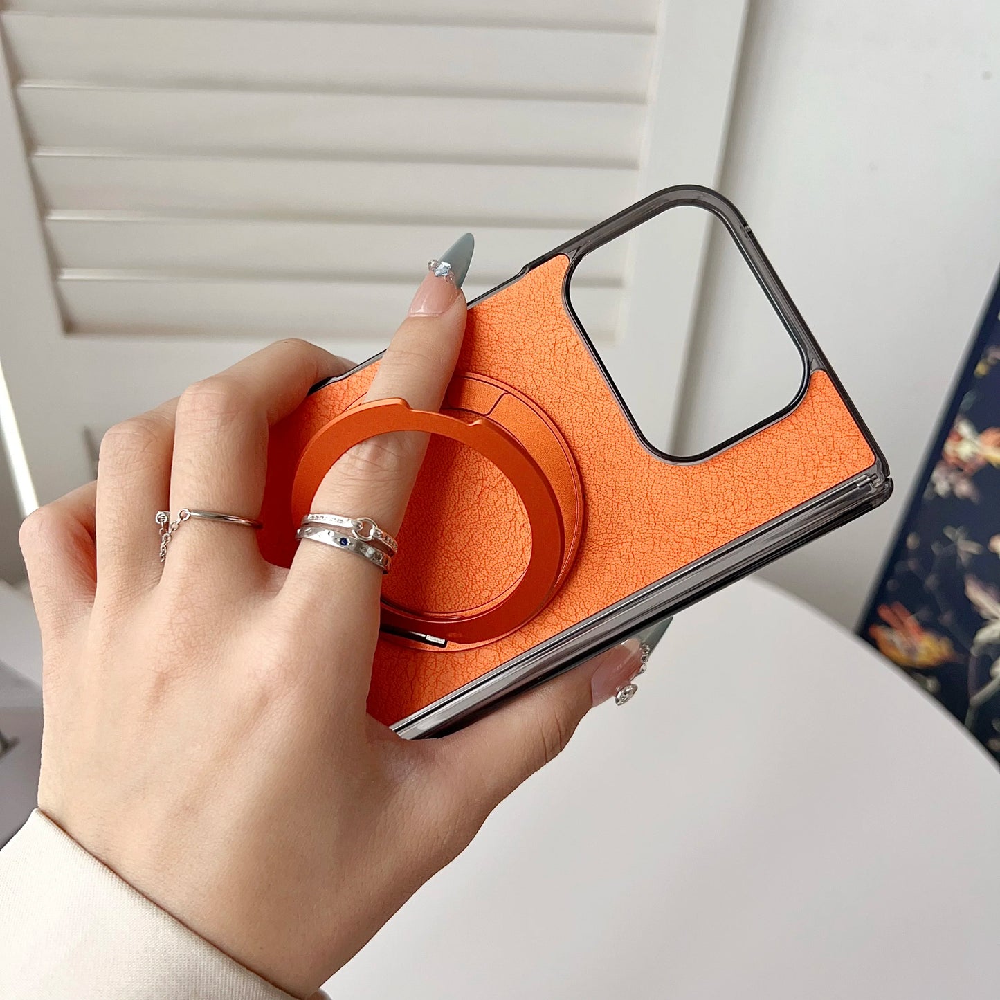 360° Rotatable Ring Holder Premium PU Leather Magnetic Wireless Charging Kickstand Back Cover for Google Pixel 9 10 Pro Fold