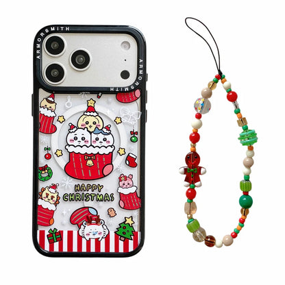 Cute Christmas Tree Cartoon With Magsafe Stand Kawaii Phone Case for iPhone 17 Pro 11 12 13 14 plus 15 16 Pro Max Cute Cover