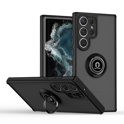 Armor Matte Case For Samsung S25 S24 S23 S22 S21 S20 Note 20 Ultra Plus S25edge S24FE S23FE Magnetic Ring Stand Shockproof Cover