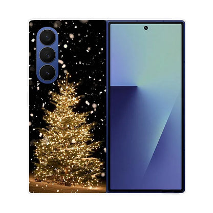 Christmas Painted Phone Case For Samsung Galaxy Z Fold 7 6 5 4 3 2 Fold7 Fold6 Fold5 Fold4 Transparent Hard PC Protect Cover