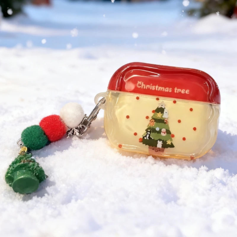Cute Cartoon Christmas Tree & Animal Case Gen Protective Cover For Daily Use Holiday Travel  For AirPods Pro 1/2/3 Peripheral