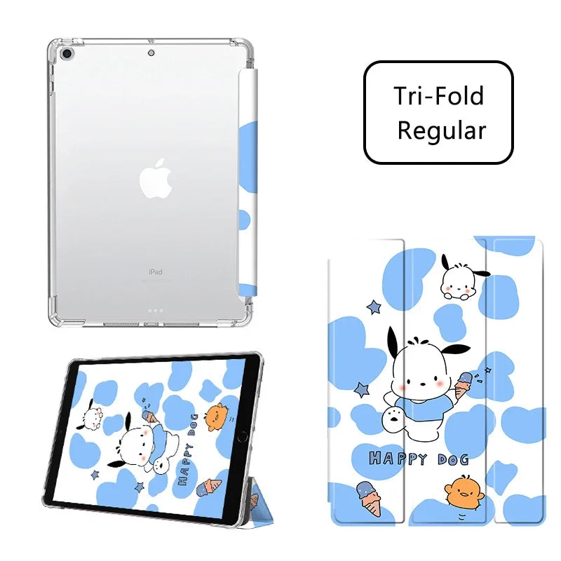 For Ipad 10th Generations Cartoon Pochacco Case 9th 8th 7th 10.2in Kawaii Silicone Soft Case Pro 11in Air4 5 Mini6 Tablet Case