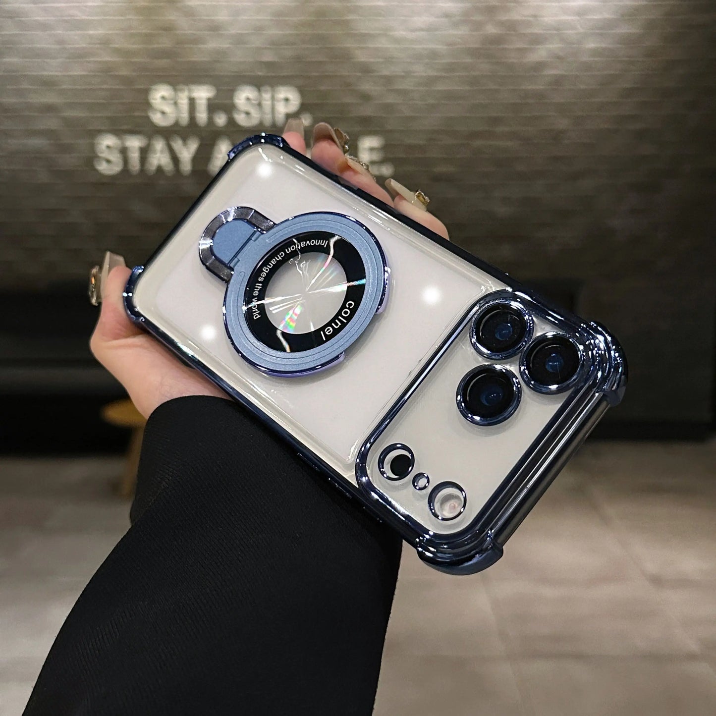 Shockproof Plating Magnetic Case For iPhone 17 Air 17 16 15 14 13 12 Pro Max Plus iPhone XS XR XS MAX Back Covers with Holder