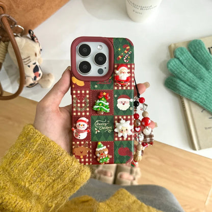 3D Cortex Christmas Elk Snowman Santa Claus Cartoon Cute With Bracelet Phone Case For iPhone 16 15 14 13 12 11 Pro Max Cover