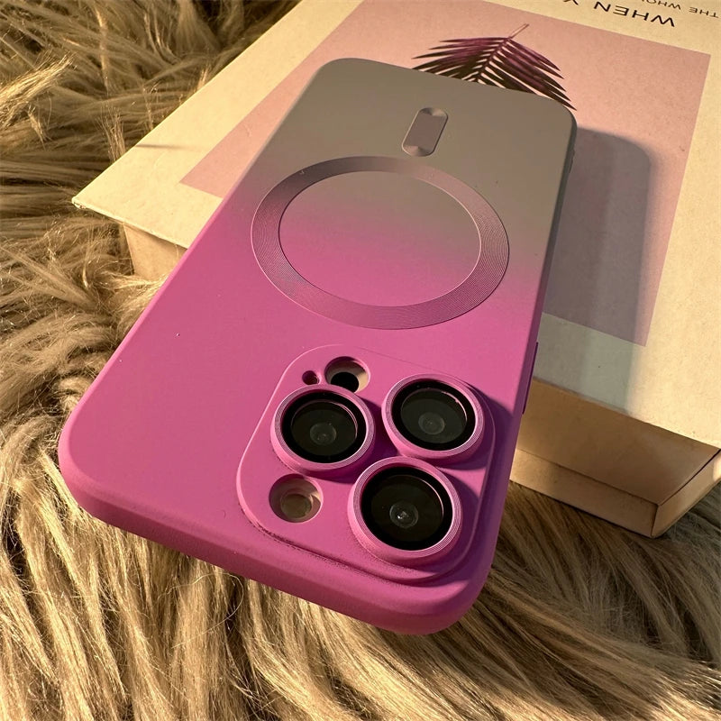 Luxury Magsafe Wireless Charge Gradient Pattern Phone Case For iPhone 11 16 13 14 Pro Max Plus Soft Magnetic Silicone Cover