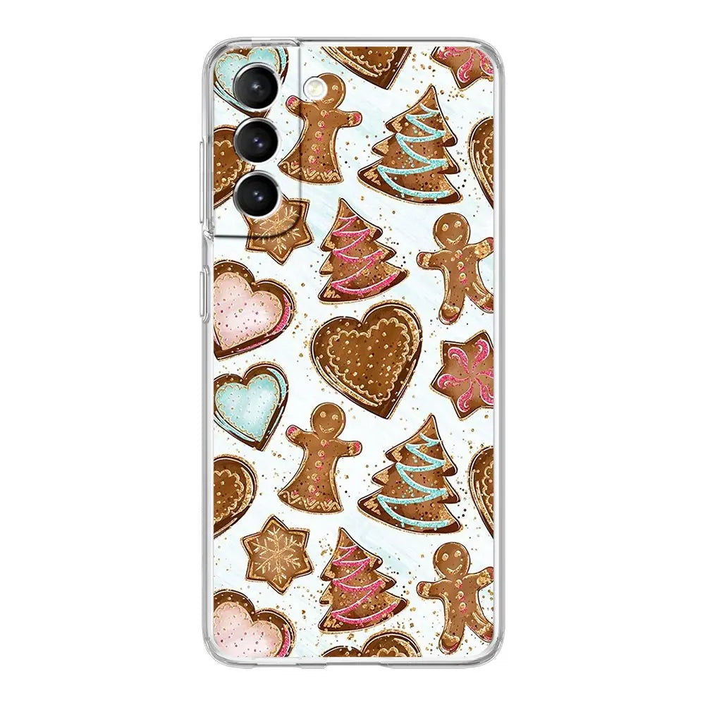 Phone Case For Samsung Galaxy S25 Edge S24 Plus S23 FE S22 S21 S20 Ultra 5G S10 Soft Clear Cover Cartoon Christmas