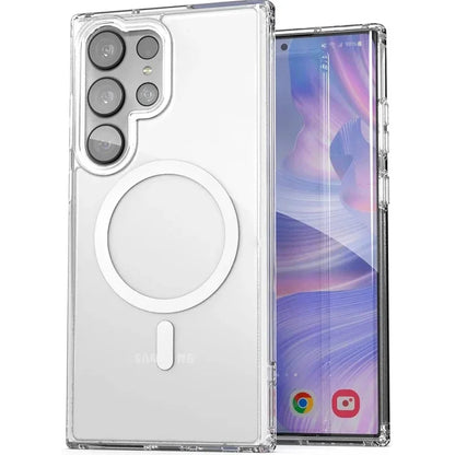 Fashion Clear Magnetic Magsafe Wireless Charge Case for Samsung Galaxy S25 S24 S23 S22 S21 S20 Plus FE Ultra Anti-drop Cases