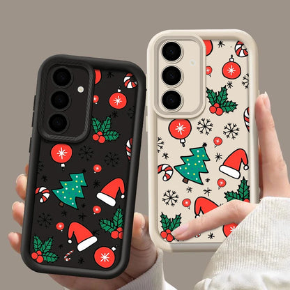 New Year Christmas Hat Case For Samsung Galaxy A55 A15 A14 A34 A35 A54 A52 A53 5G S24 Ultra FE S23 Plus Soft TPU Silicone Cover