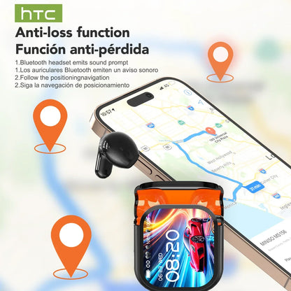 【HTC NE20】Bluetooth V6.0 Earphones AI Translator Earbuds OWS LCD Touch Screen Sport Wireless Headphones HD Stereo Sound Longlife