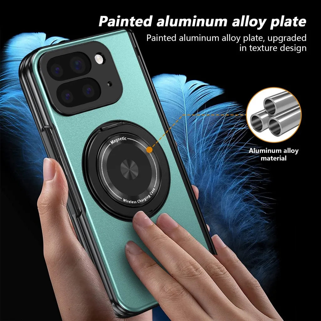 360° Rotating Holder Phone Case For Google Pixel 10 Pro Fold Magnetic Ring Hinge Screen Protector Film Shockproof Cover