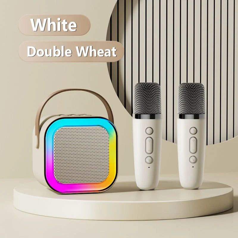 Bluetooth K12 Karaoke Machine Portable 5.3 PA Speaker System with 2 Wireless Microphones Home Family Singing Children's Gifts