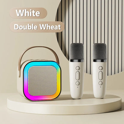Bluetooth K12 Karaoke Machine Portable 5.3 PA Speaker System with 2 Wireless Microphones Home Family Singing Children's Gifts