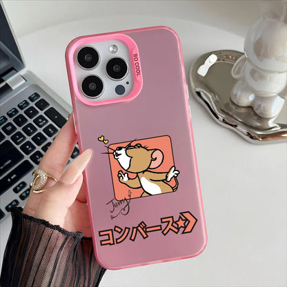Miniso Tom And Jerry Phone Case For iPhone 16 15 14 13 12 11 Pro Max Independent Metal Button Electroplating Mobile