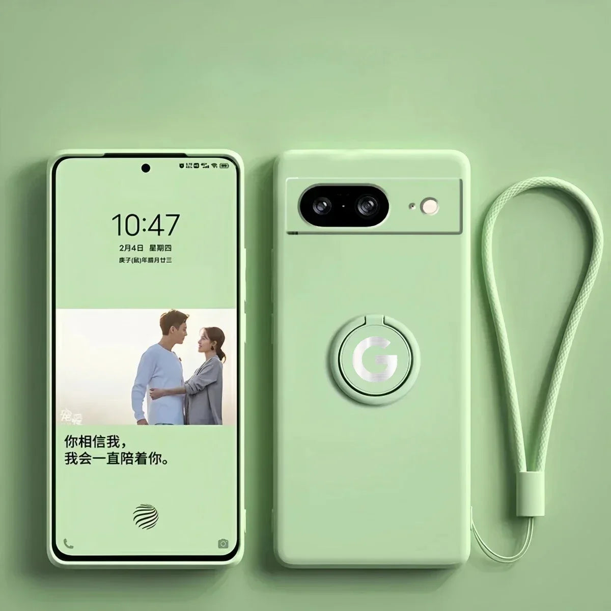 Original Liquid Silicone Rotable Ring Holder Case For Google Pixel 10 9 Pro XL 8 7 6 A Pro Wrist Strap Skin Feel Protector Cover