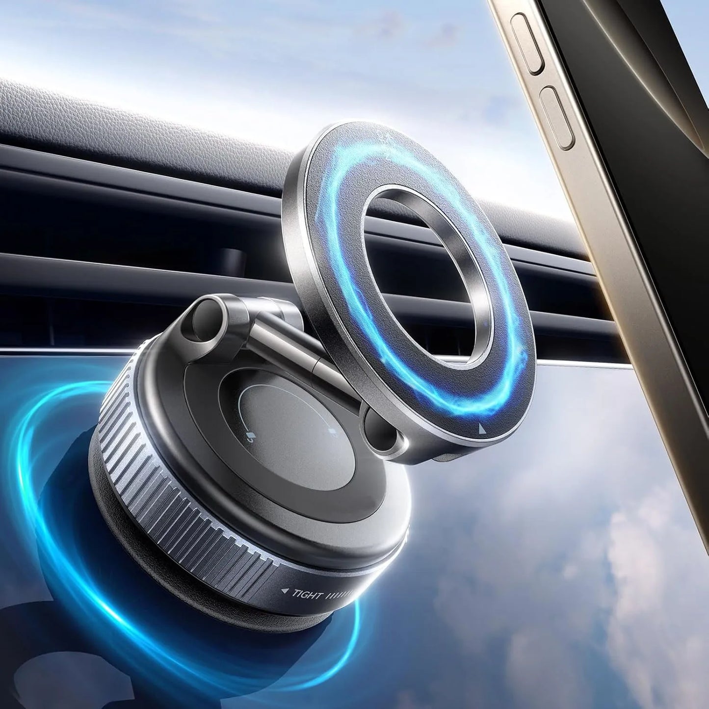 Super Strong N52 Magnetic Phone Holder, Upgraded ABS, 360° Rotatable And Foldable Design, with a Vacuum Suction Cup - Perfect fo