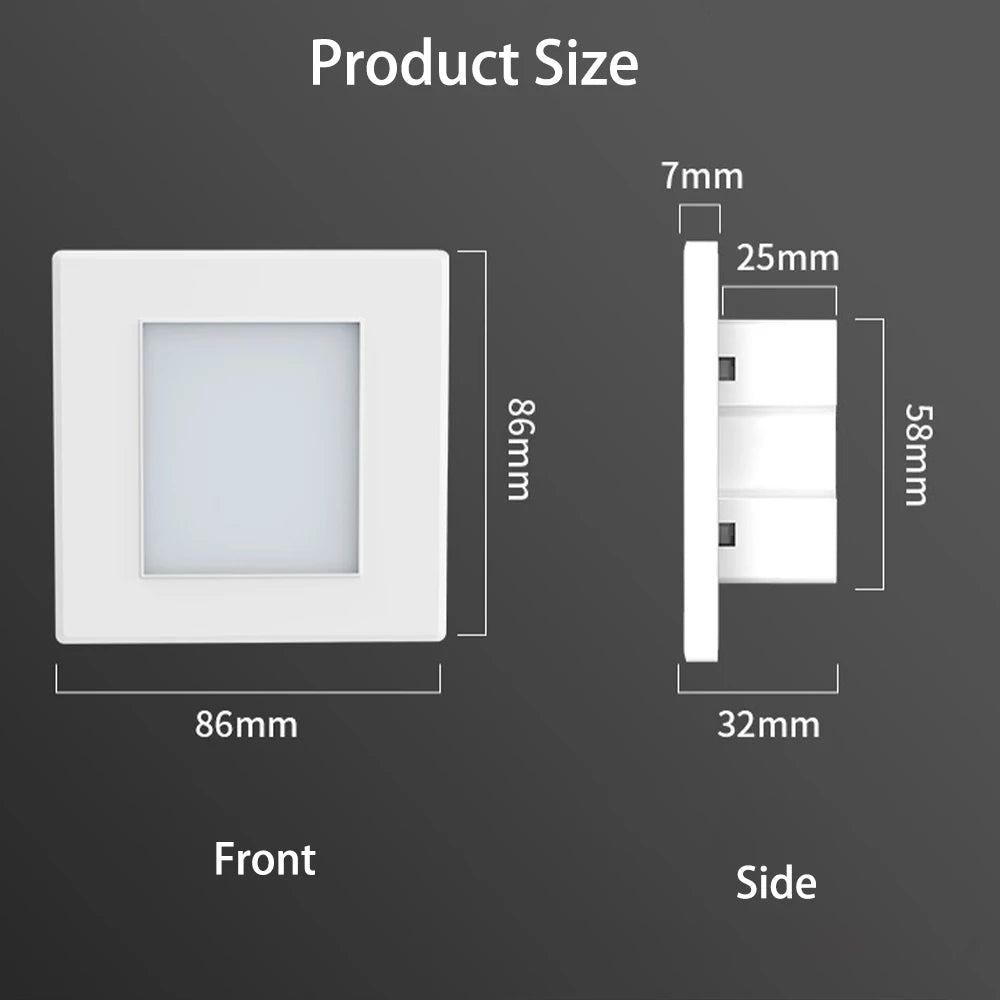 Smart Motion Sensor LED Stairs Wall Light Recessed Human Induction Step Lamp Indoor Entrance Hallway Foyer Ladder Night Lights
